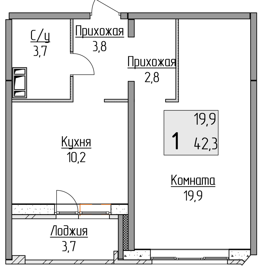 2-комнатная, 63.4 м2, ЖК «Полёт» 2-комнатная, 63.4 м2, ЖК «Полёт»